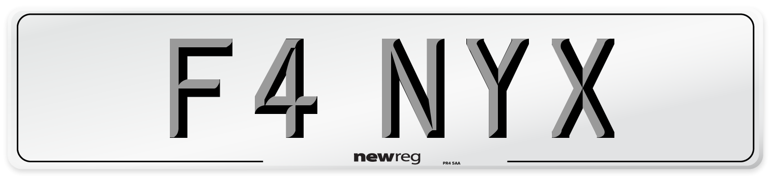 F4 NYX Number Plate from New Reg